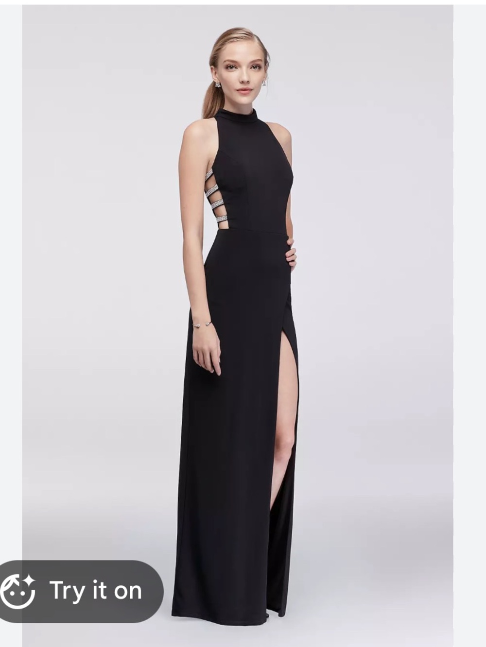 Speechless Black High-Neck Maxi Dress with Strappy Cutouts